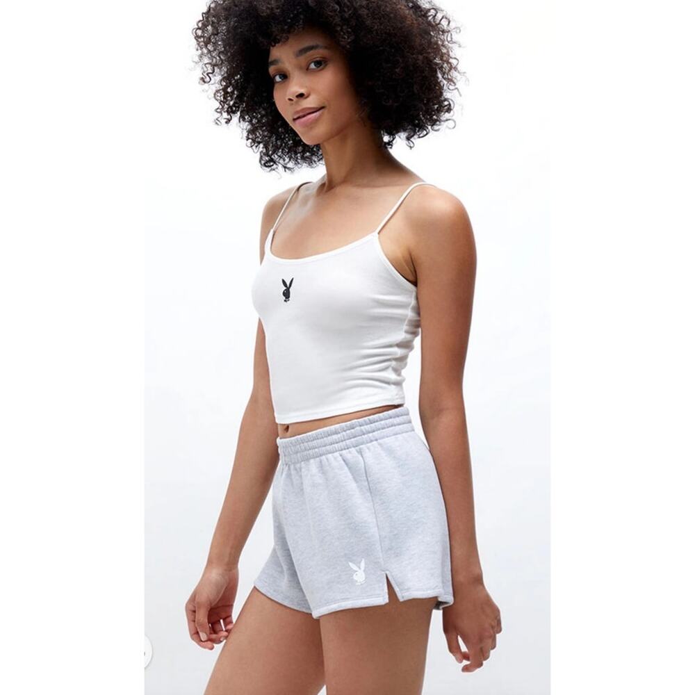 Playboy By PacSun Womens Pink Bunny High Rise Sweat Shorts Size Small
